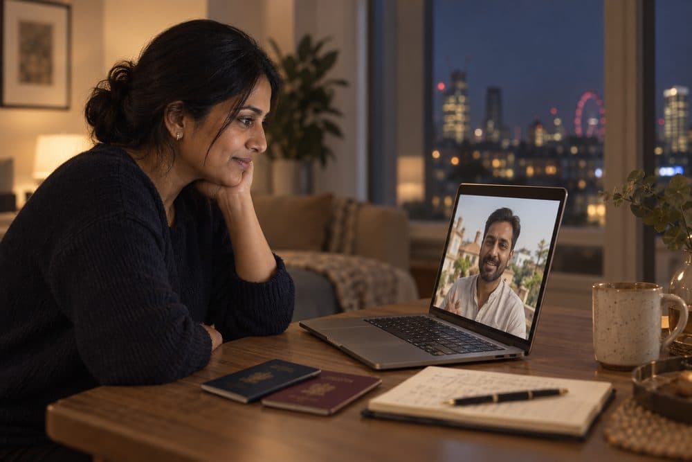 An NRI in London on a late-night video call with her brother about inherited land