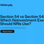 mended Image Alt Texts Section 54 vs Section 54F comparison infographic for NRI property sellers India