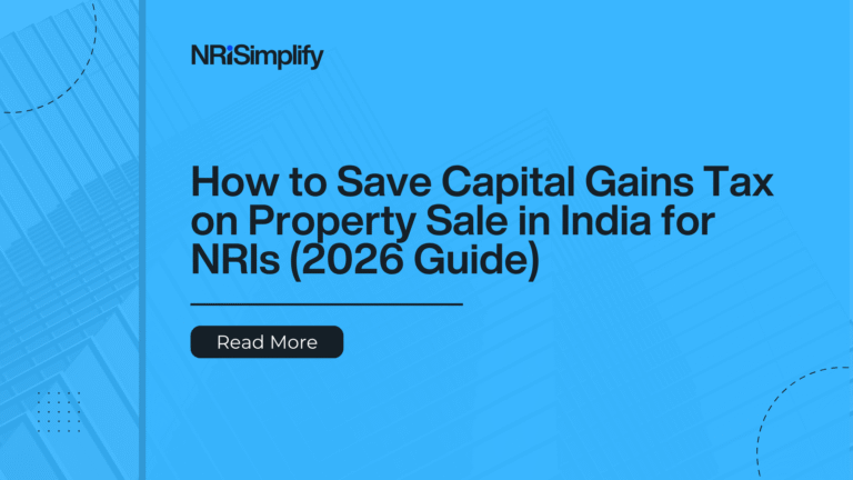 NRI capital gains tax calculator India 2026 infographic showing STCG vs LTCG rates