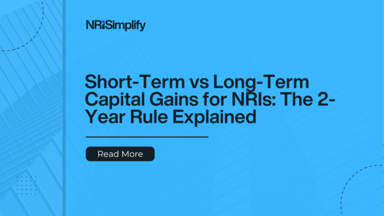 Diagram telling about Short Term vs Long Term - Capital gains fo rNRIs.