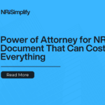 NRI signing Power of Attorney legal document at consulate desk